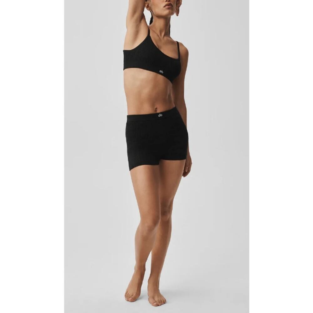 Alo Yoga Black Pointelle Sweater Be Mine Bra Size L - Picture 8 of 9